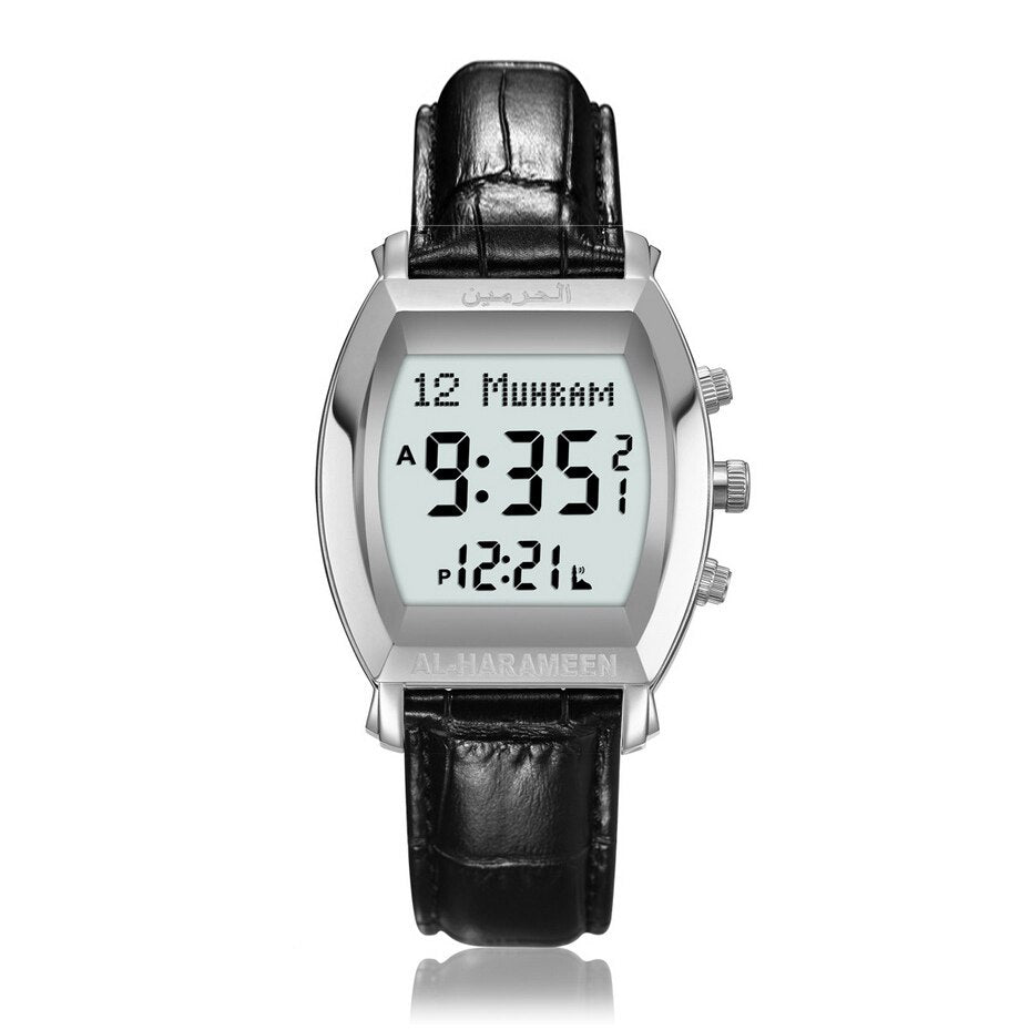 Al-Harameen Digitale Horloge RVS Leren Band