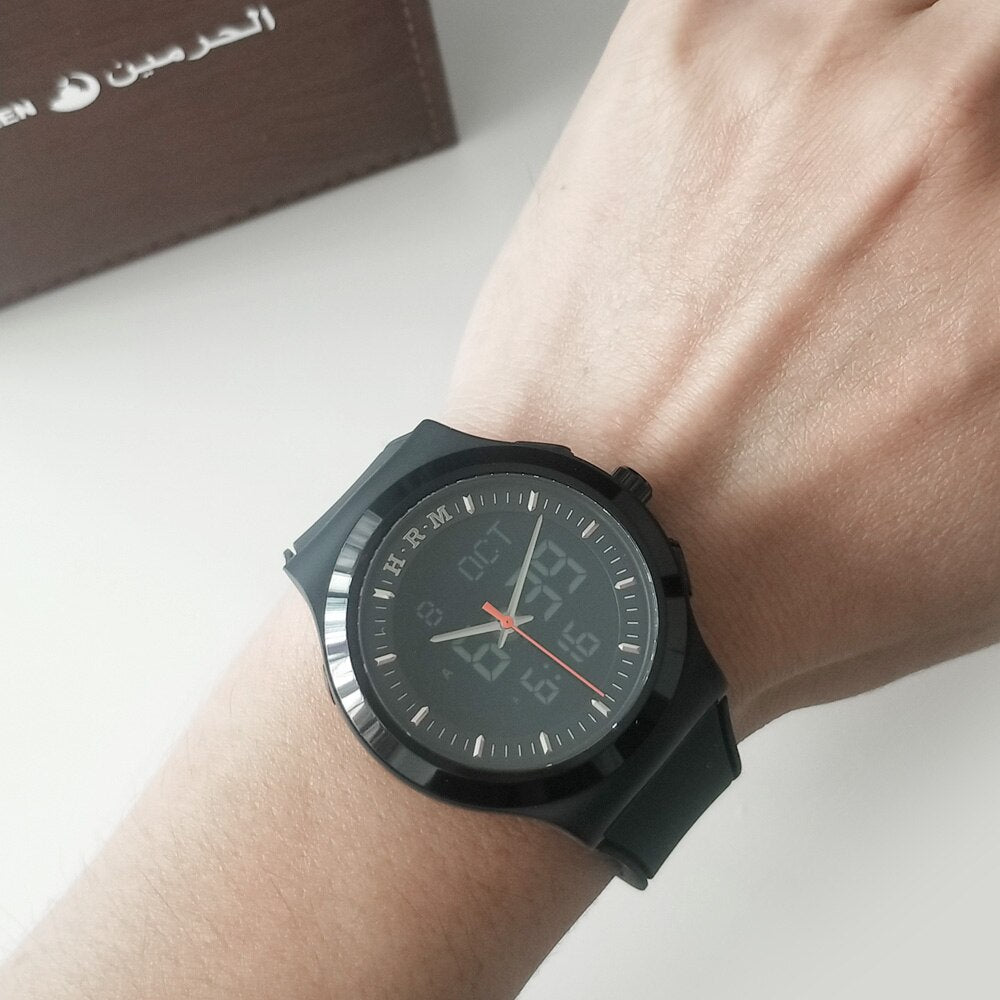 Al-Harameen Hybride Horloge Zwart Siliconen Band