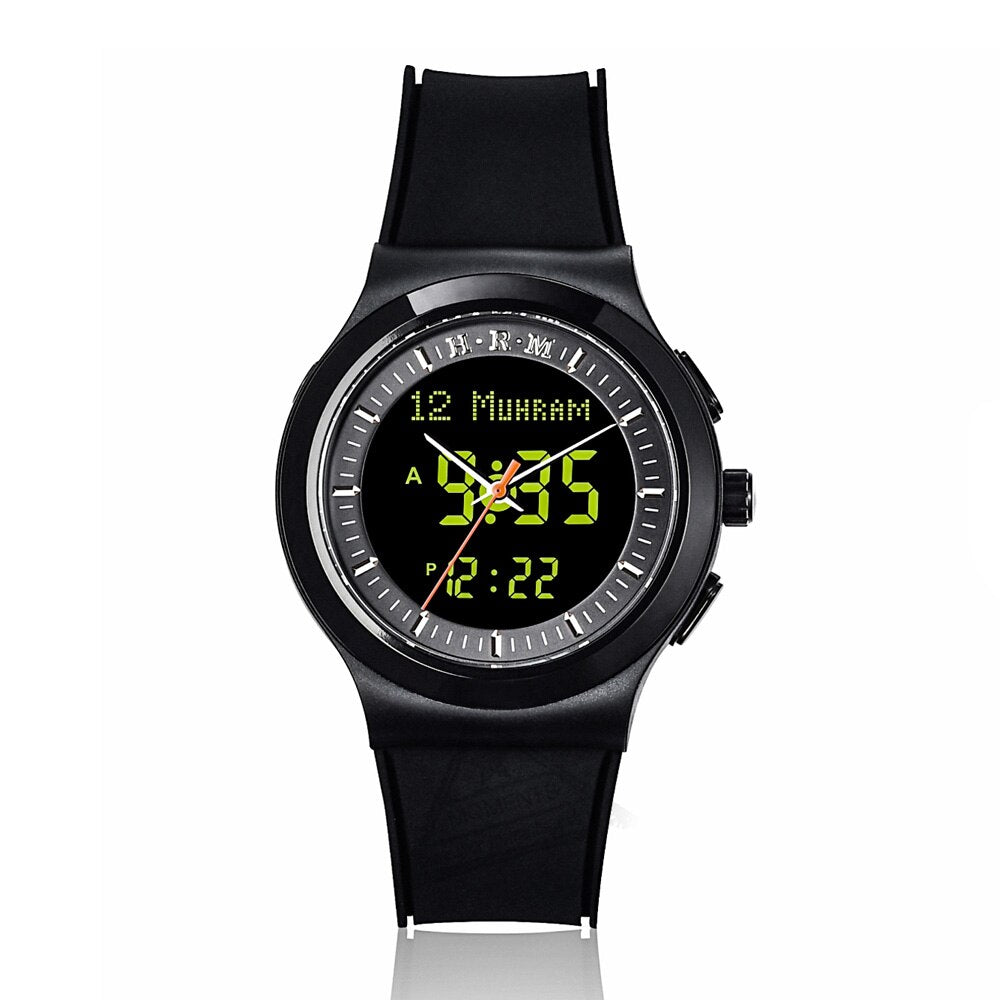 Al-Harameen Hybride Horloge Zwart Siliconen Band