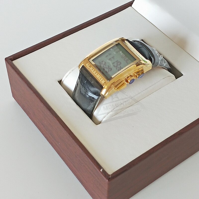 Al-Harameen Digitale Horloge RVS Leren Band