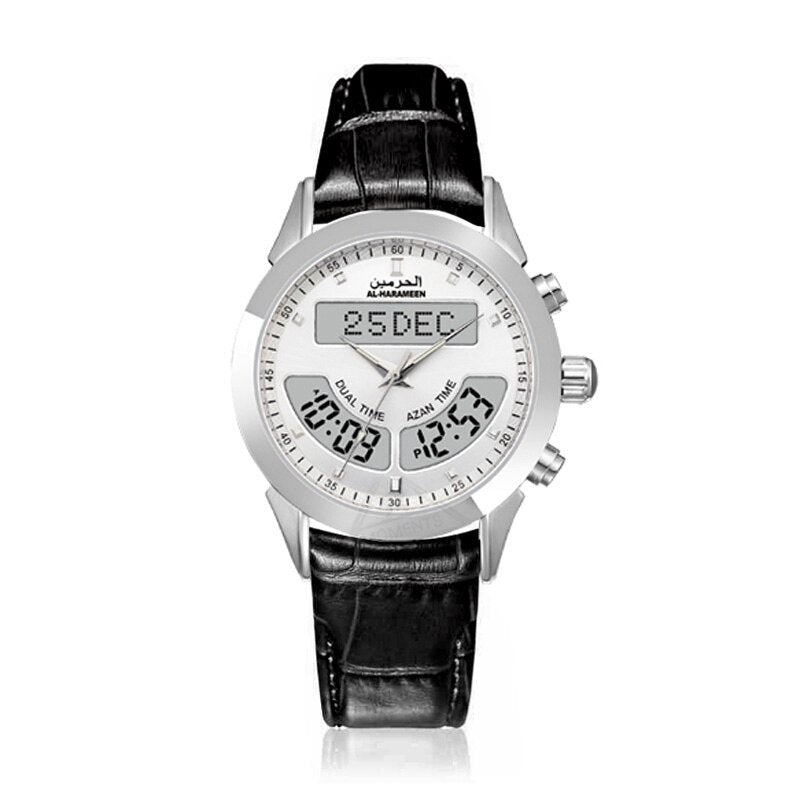 Al-Harameen Hybride Horloge RVS Leren Band
