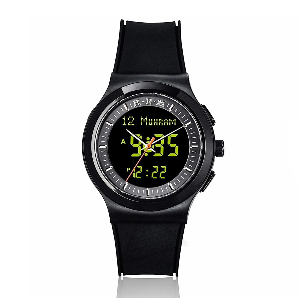 Al-Harameen Hybride Horloge Zwart Siliconen Band