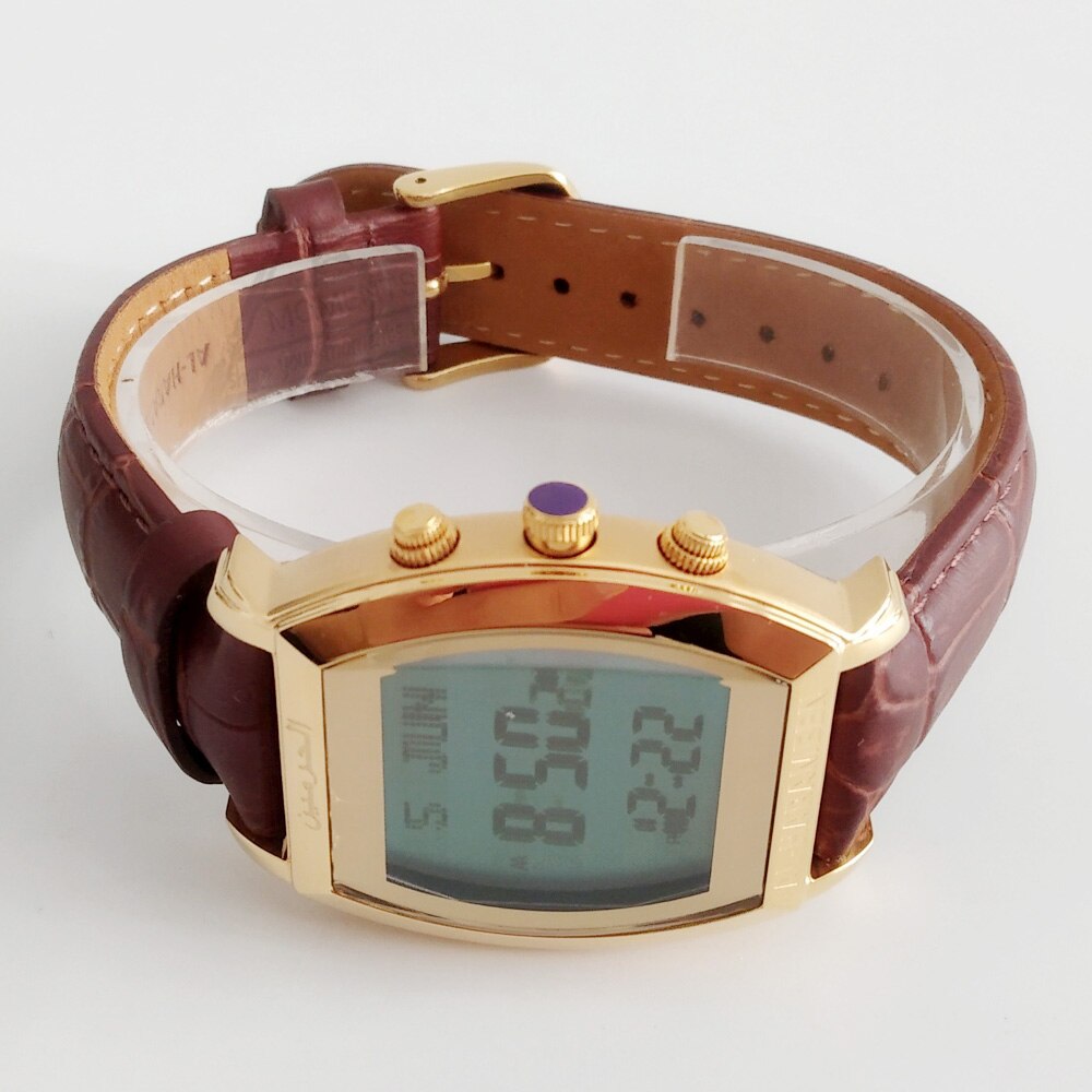 Al-Harameen Digitale Horloge RVS Leren Band
