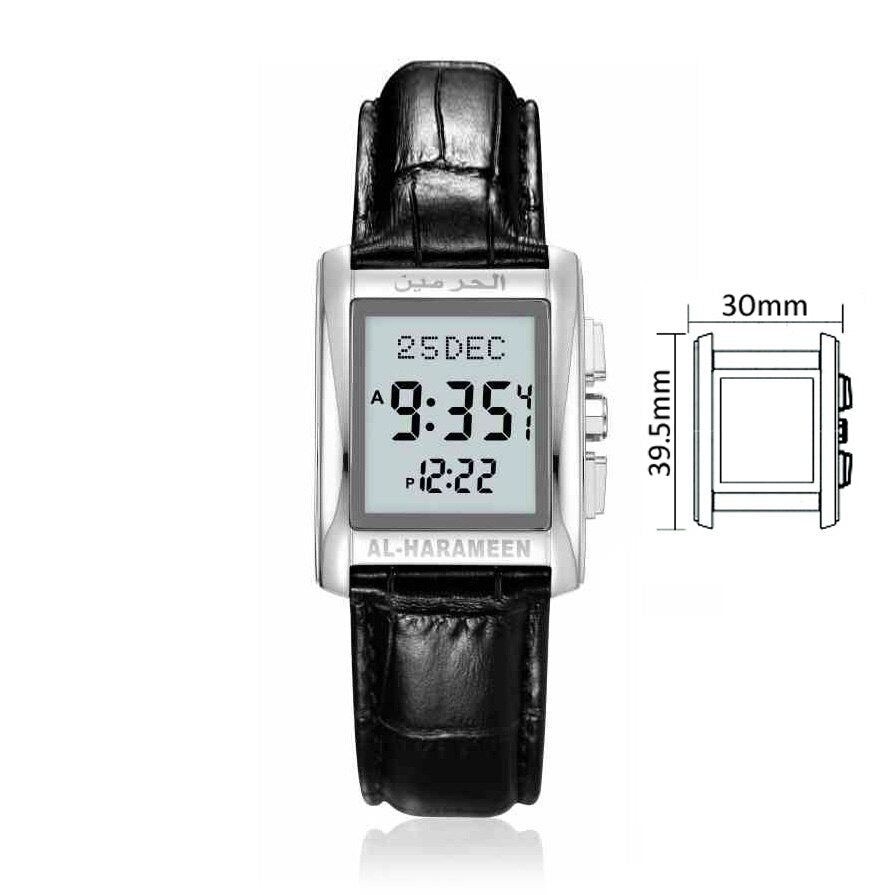 Al-Harameen Digitale Horloge RVS Leren Band