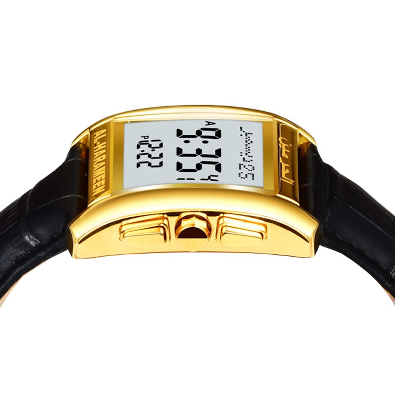 Al-Harameen Digitale Horloge RVS Leren Band