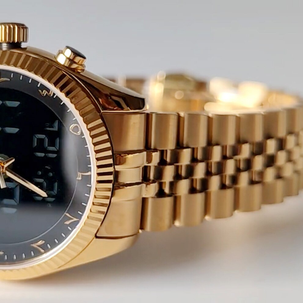 Al-Harameen Hybride Horloge RVS Roestvrijstalen Band