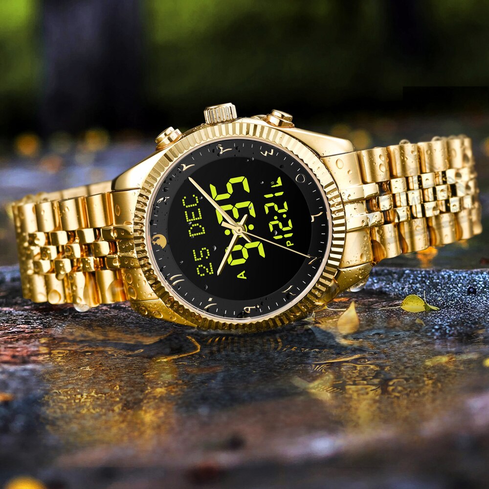 Al-Harameen Hybride Horloge RVS Roestvrijstalen Band