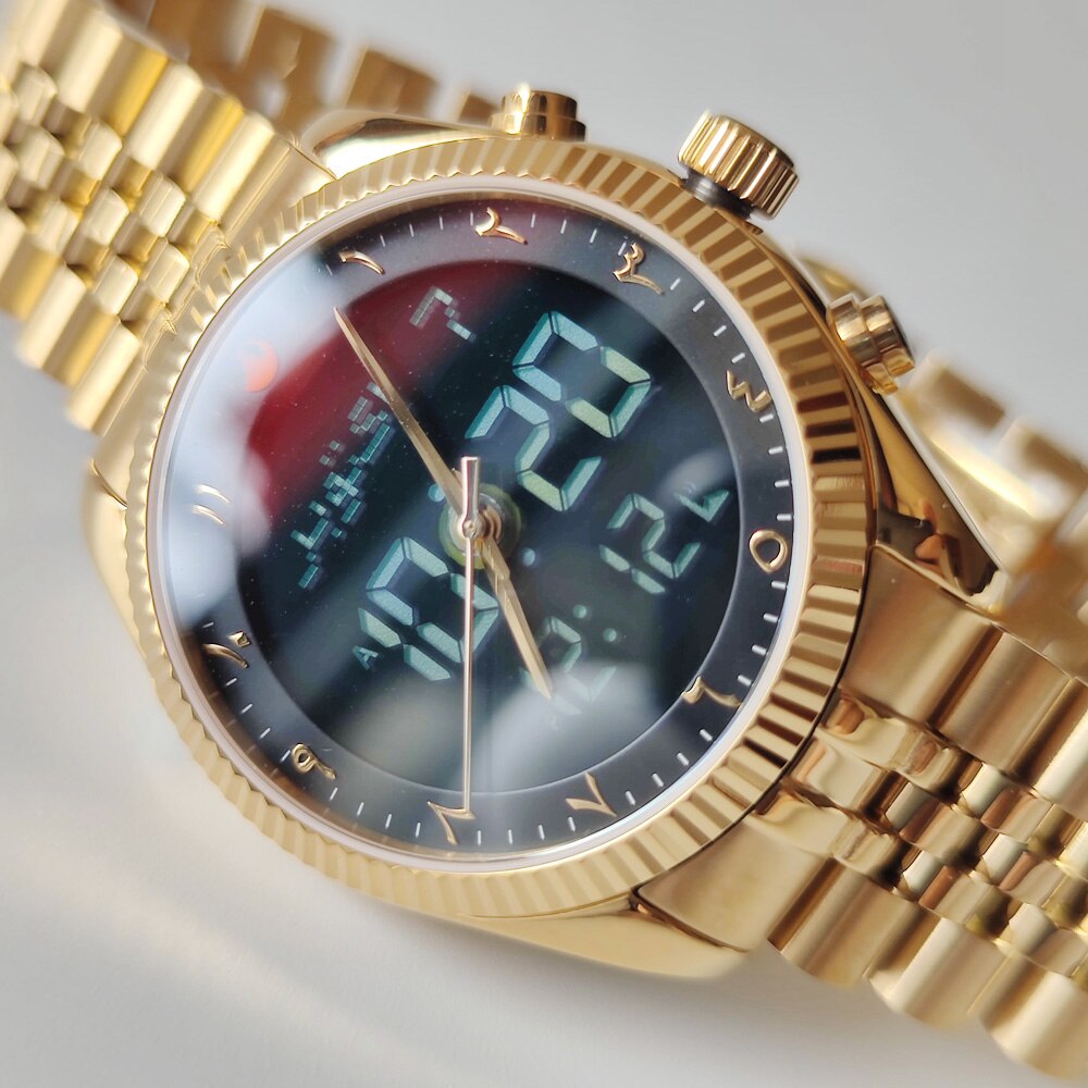 Al-Harameen Hybride Horloge RVS Roestvrijstalen Band
