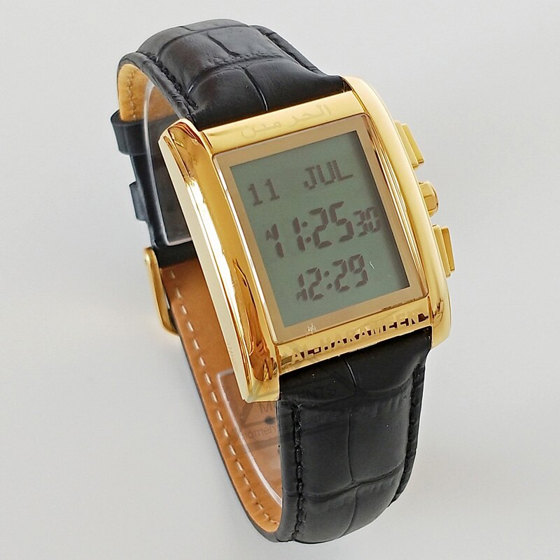 Al-Harameen Digitale Horloge RVS Leren Band